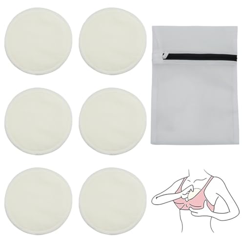 YAYNO 6 Stück Stilleinlagen Waschbare Stilleinlagen Saugfähig Nursing Pads Wolle Seide Stilleinlagen Waschbar Wiederverwendbare Brustpolster Wiederverwendbar Nursing Pads Mit WäSchenetze