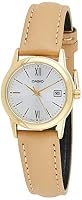 CASIO LTPV002GL-7B3 Unisex silver/gold Analog Watch with Tan Band