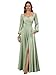 GODCUN Sage Green Satin Bridesmaid Dresses 2026 V Neck Pleated Wedding Party Dress Long Sleeve Evening Gown US 12