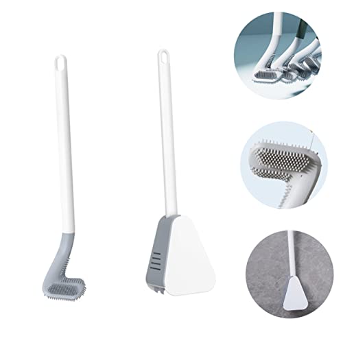 Brosse de toilette manche long silicone blanche Veemoon x2 - 3
