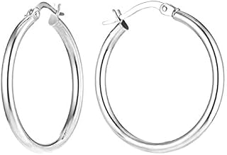Charmsy Silver Women's Diamond Cut Classic Italian Hoop Earrings