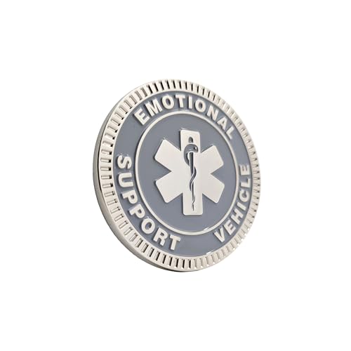 Image of Emotional Support Vehicle Metal Emblem - 3D Car Badge Decal for Vehicles, Trucks, SUVs, RVs Alloy Auto Accessory (Silver)