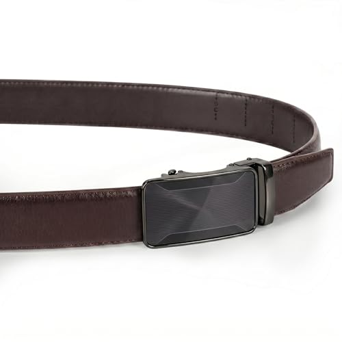 Image of Mens Ratchet Belts Leather-2 Packs,Adjustable Slide Belts For Gifts Men Dress and Casual 1 3 /8 inch,Cut for Perfect Fit