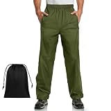 BSBUY Pantalon de Randonnée Pantalon de Pluie Imperméable Femme Homme, Coupe-Vent Anti-Boue, Respirant, avec Sac, Pantalons Extérieurs Imperméables pour Randonnée, Camping et Cyclisme