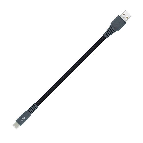 Cabo USB-C I2GO 20cm 2,4A PVC Flexível Flat Preto Com Cinza - I2GO Plus