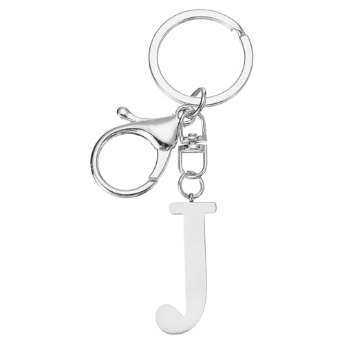 PATIKIL Initial Letter Key Chain, Letter A-Z Keychain Initials Keyring Cute Metal Alphabet Keyrings for Keys Handbag Backpack, Silver (J)