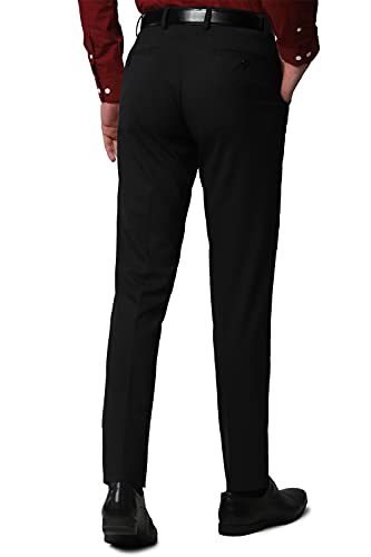 Image of Peter England Men Grey Solid Trousers