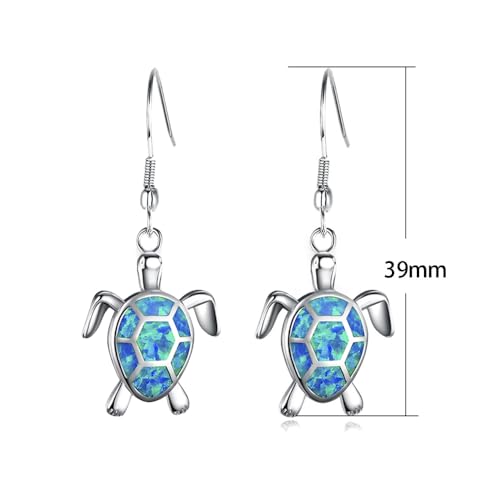 Tiny Turtles Dangle Drop Earrings 925 Sterling Silver Pin Lovely Animal White Opal Hook Hoop Earring Drops Delicate Jewelry Gift for Women Girls Sensitive Ears2