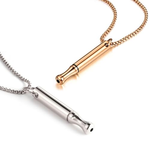 2Pcs Breathing Necklace for Anxiety Relief Breathlink Stop Smoking Quit Vaping Aids Fidget Necklace for Smoking Cessation Vaporless Smokeless Inhaler for Adult Women Men (2, Silver&Rose Gold)