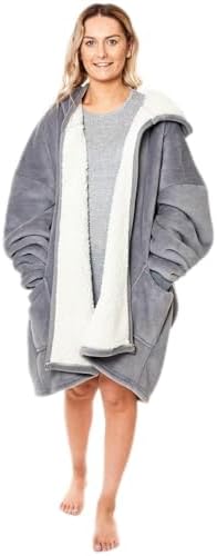 Sienna Zip Up Oversized Blanket Hoodie Wearable Blanket Women Men Hooded Cosy Plush Warm Sweater Cardigan