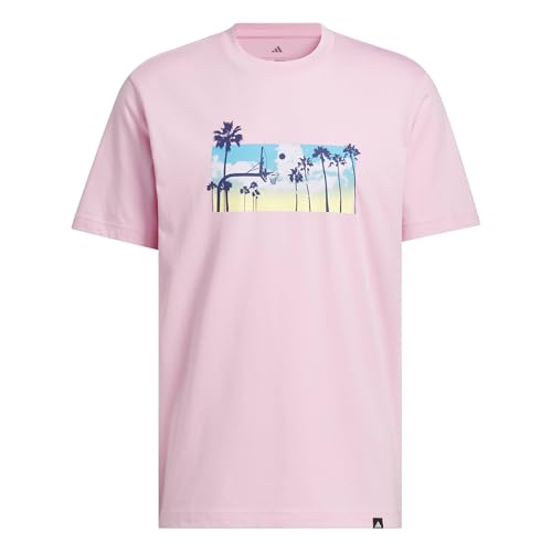 adidas Men's Summer Sunset Graphic T-Shirt, True Pink, 3XL