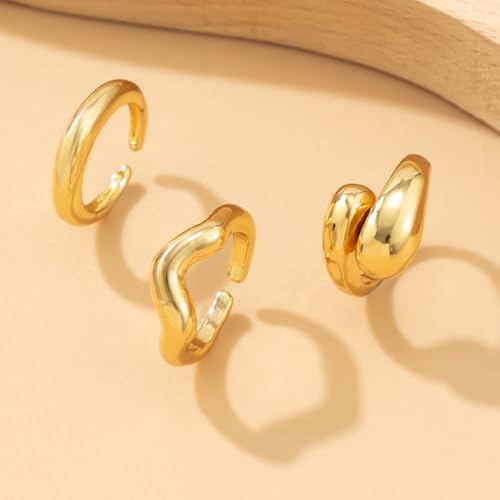 Image of Shining Diva Fashion Stylish Trendy Finger Rings Set for Women & Girls | Chunky Minimal Statement Ring Combos Modern Elegant Jewellery Collection