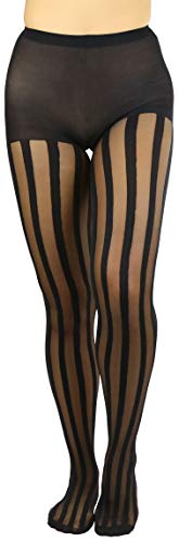 ToBeInStyle Women's Pinstripe Sheer Opaque Striped Tights Vintage Fishnet4