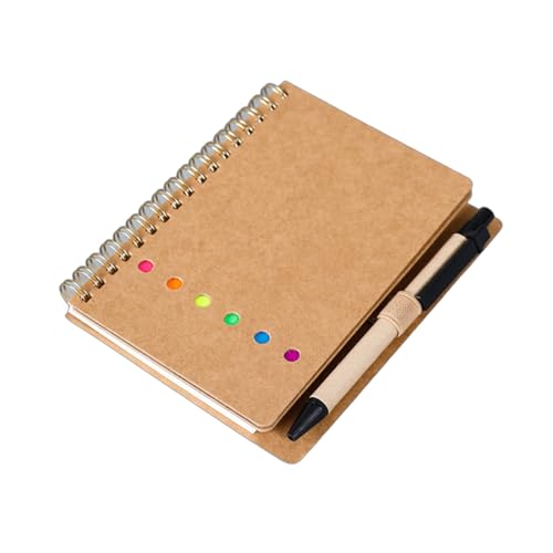 3 個ポケットノート裏地メモ帳ホルダーにペン付き付箋ページマーカー色のタブ毎日の計画ノートブック