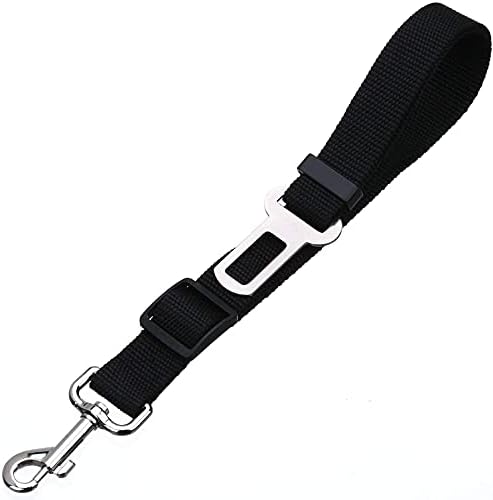Car Seat Belt for Pets, Adjustable Pet Dog Cat Belt Leash Fit All Car,Quick & Easy Installation,Works with Any Pet Harness-Black, 1 Count (Pack of 1)