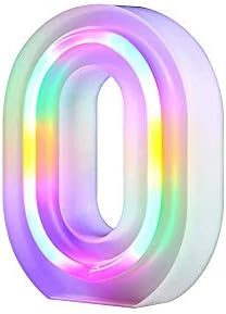 QiaoFei Light Up Marquee Letters Lights Letters Neon Signs,Wall Decor/Table Decor for Home Bar Christmas, Birthday Party, Valentinefs Day Words-Colorful Letters (O)