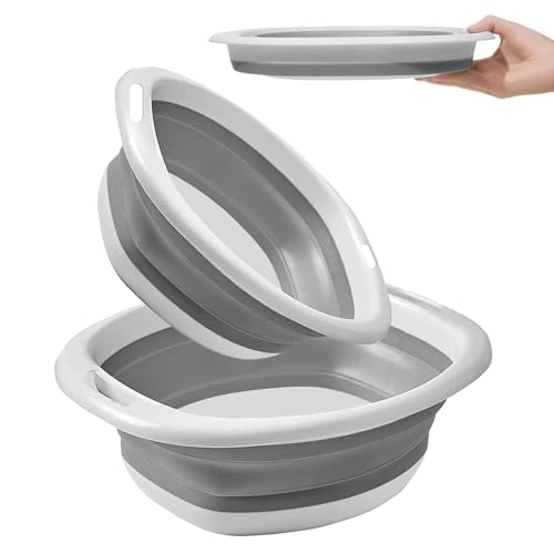 2 Pcs Ccubo Plegable, Lavabo Plegables, Palangana Plegables, Balde PlegablesFregadero Plegable Camping Camper Portátil para Hogar Cocina Bandeja de Lavado Baño (2 Tamaños)