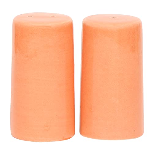 Image of QIMACPLUS Handcrafted Ceramic Salt and Pepper Shaker Set | Perfect Pour Holes for Kitchen, Dining Table, Picnic, Office, Restaurant, and Hotel | Set of 2 (Orange)