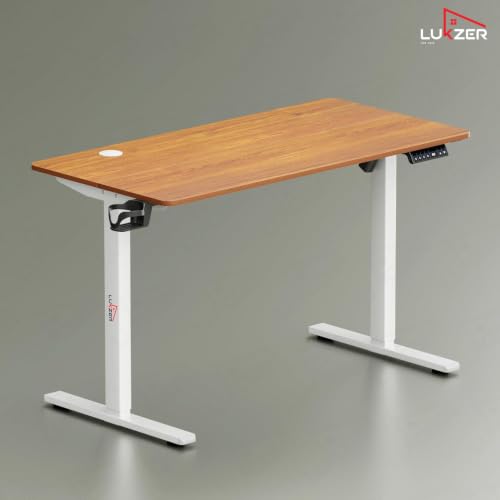 Image of Lukzer Electric Height Adjustable Desk with USB & Type-C Port 3 Memory Preset Advance Controller Ergonomic Work from Home Study Table(EST-003 /UC-White & Oak Brown /120 x 60 cm)DIY with 3-Year Warranty