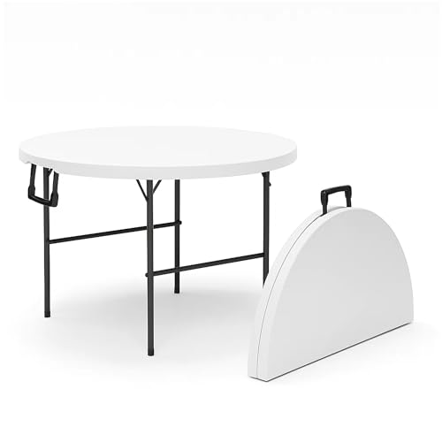 Our Modern Space 3.5 Feet Circular Round Foldable Table with Built in Handle & Steel Legs | Heavy Duty Portable | Perfect for Party, Dining, Wedding, Events, Picnic Indoor, Outdoor, Camping, Utility