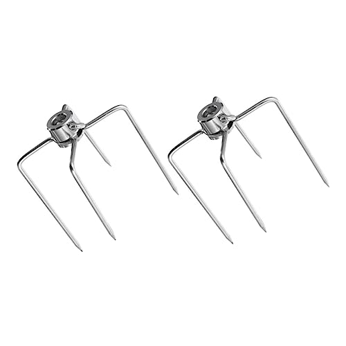 CIYODO Set of 2 BBQ Rotisserie Forks Small Meat Forks for Grill Rotisserie Spit Rods BBQ Accessory Metal Utensils for Outdoor Cooking