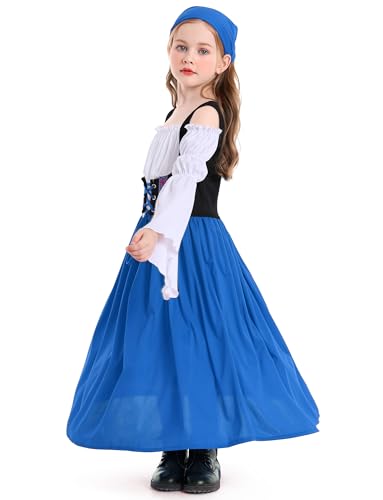 Vestido medieval princesa infantil para niñas 10-12 años miniatura 3
