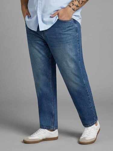 Image of Urbano Plus Men's Relaxed Fit Washed Denim Jeans Non-Stretchable