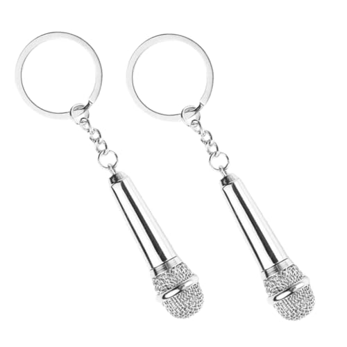 TOVINANNA 2pezzi Portachiavi in Metallo Forma Di Microfono Decorazione Per Borsa Accessorio Pendente Per Chiavi Portachiavi Creativi e Squisiti