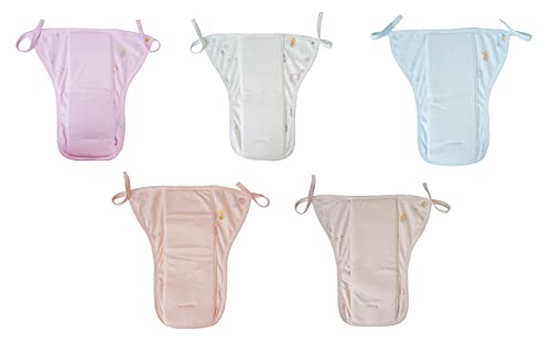 Image of Cotton Cushioned Washable & Reusable Adjustable Cloth Diaper With Insert Cushioned Padded Nappy Tying Langot For Babies- Pack of 5 (Small) (Multicolor)