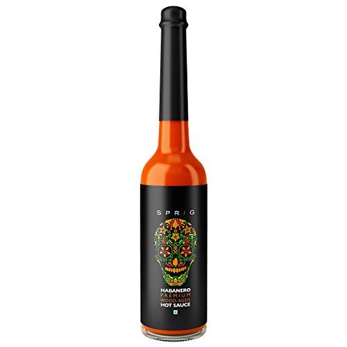 Sprig Habanero Premium Wood-Aged Hot Sauce | Taste of Habanero Chilies | Use as condiment, marinade or dip | No preservatives or additives | Vegan| For veg and non-veg cuisine | Use with Pizza, Chicken Wings, Salads & Snacks | 100gms