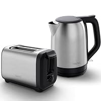 Tefal Subito Stainless Steel Breakfast Set, 1200W Power, 7 Browning Levels, 1.7L Kettle Capacity, Easy Cleaning, Quick Toasting