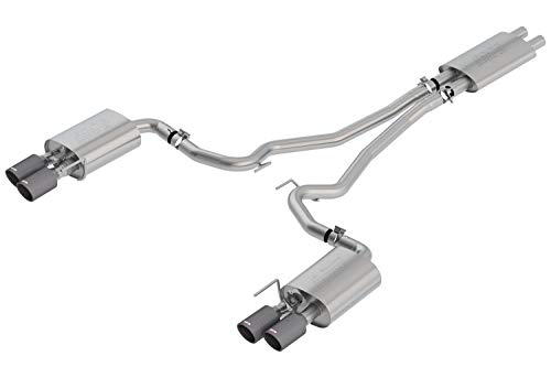 Borla 1014045CF Cat-Back Exhaust System 2.5 in. In/Out Incl. Tubing/Mufflers/Hardware/4 in. x 9.5 in. And 4 in. x 6.2 in. Dual Rolled Angle-Cut Tip Carbon Fiber Cat-Back Exhaust System