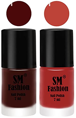 Image of Long Lasting Nail Polish | Nail Paint Combo 7 ml Each) - Set of 2 Wine-Dark Nude