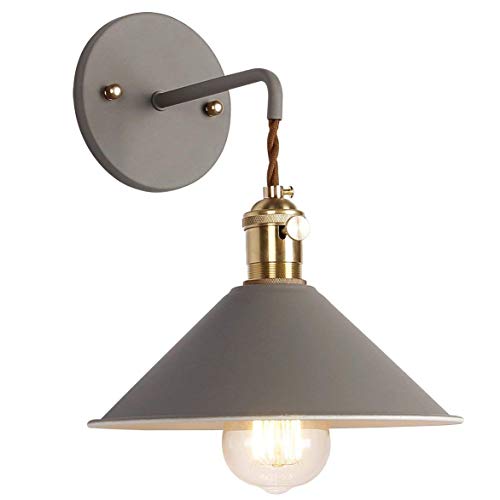 Image of Wall Sconce Lamps Lighting Fixture with on Off Switch,Gray Macaron wall lamp E26 Edison Copper lamp Holder with Frosted Paint Body Bedside Bathroom Vanity Lights