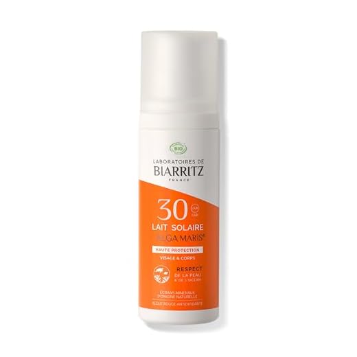 Algamaris Lait Solaire Spf30 Certifié Bio, Haute Protection Naturelle, Texture Fluide, Formule Hydratante, Convient Aux Peaux Sèches-100ml