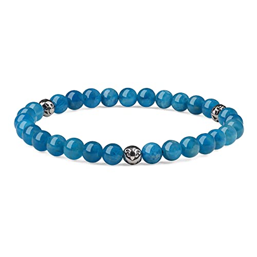 Pulsera de cuentas naturales GAVU con dije flor de lis tallada a mano para hombre y mujer