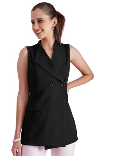 Image of Selvia Women's Lycra Solid Sleeveless Regular Fit Wrap Top