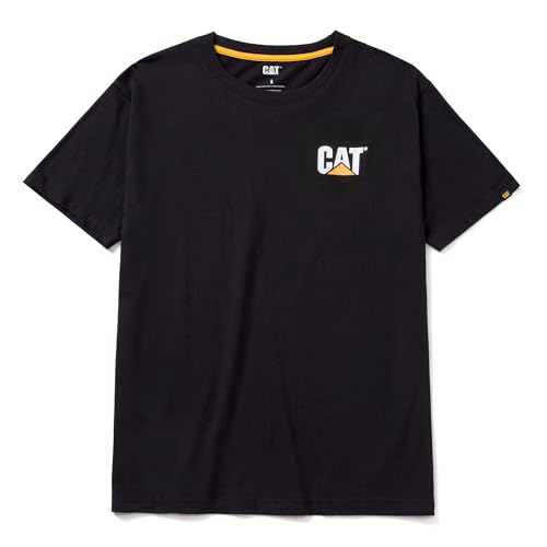 Caterpillar Trademark Men’s T-Shirts with Shape-Retention Rib Trim Spandex, Tagless Neck, and CAT Logo on Left Chest, Black - 3X-Large Tall