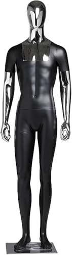 DZYHFCO 190 cm lång mannekäng helkropp, avtagbar glasfiber överkropp och elektropläterade armar, stående (svart)