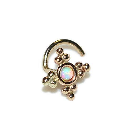 Gold Nose Stud with 2mm Opal 20g, Nose Hoop, Tragus Stud, Helix Stud