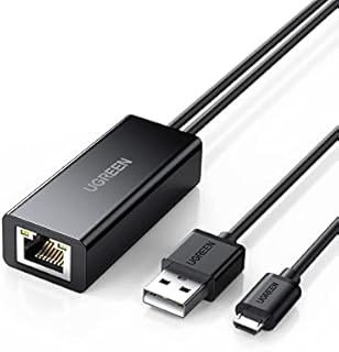 UGREEN Ethernet Adapter Compatible with Fire TV Stick 4K Max Lite Chromecast Google Home Mini and More Streaming TV Sticks Micro USB to RJ45 Ethernet Network Adapter with USB Power Supply 3.3ft Cable