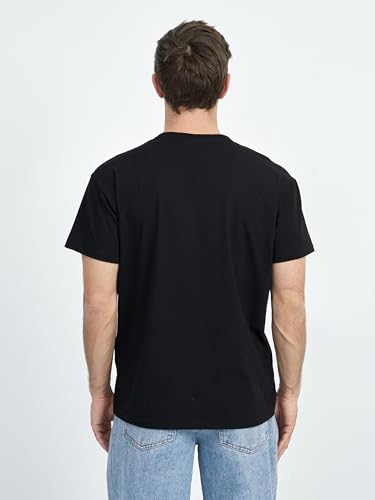 Men’s Customizable Black T-Shirt with Patches Area, Regular Fit, Boat Neck, Soft Cotton-Lycra Blend for Personalization