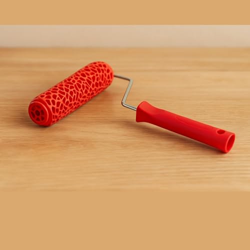 Kayra Decor Texture Roller with Handle for Wall Decor, 7-inch (Yellow/Black) EG317T