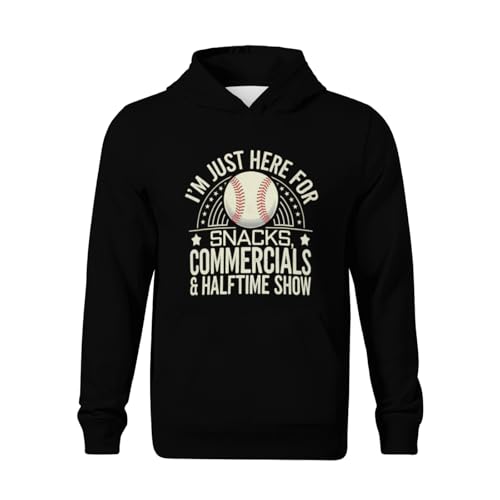 Kids Funny baseball I'm Just Here for Snacks Commercials Halftime Show Boys Girls Lightweight Kangaroo Pocket Fleece Hoodies2