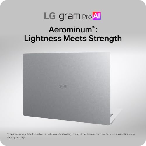 Image of LG gram Pro 16-inch Thin and Lightweight Dual AI Laptop Computer, Windows 11 Home, Copilot+ PC, Intel Core Ultra X7 358H, 32GB RAM, 1TB SSD, OLED Display, Aerominum Silver