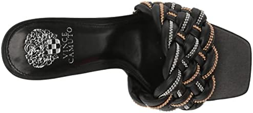 Vince Camuto Women's Footwear Women's Rayley Crystal Woven Mule Heeled Sandal, Black, 9.5 | Image 4