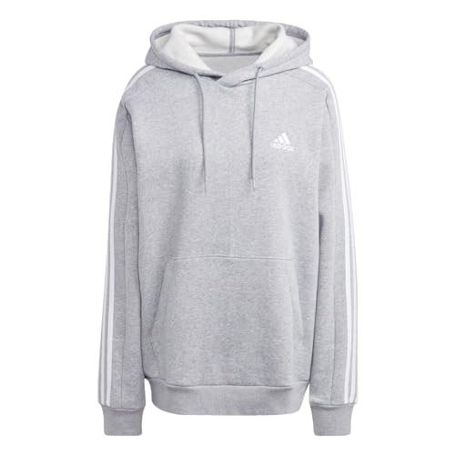 Adidas Men's Essentials Fleece 3-Stripes Hoodie molleton doux gris taille S