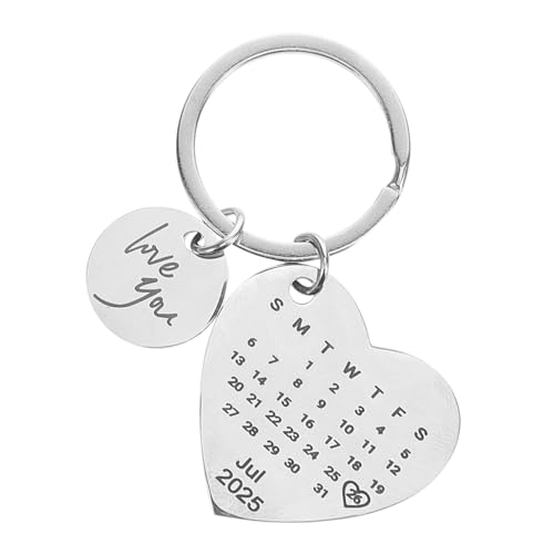 Cabilock Llavero de Acero Inoxidable con Calendario para Parejas Conmemoración de Aniversario y Día de Boda Accesorio Duradero y Elegante para Llaves o Bolso Regalo Romántico para San