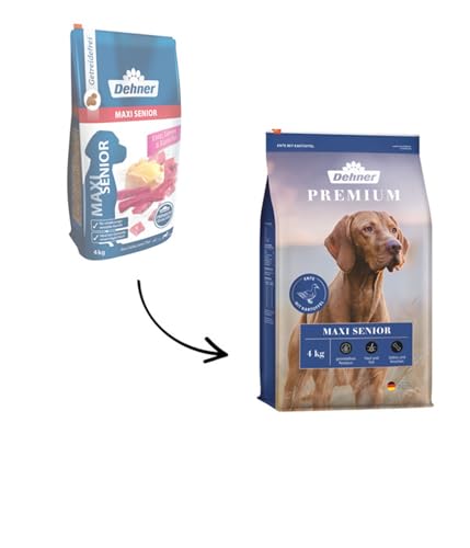 Dehner Premium Hundefutter Maxi Senior, Trockenfutter getreidefrei, für ältere Hunde großer Rassen, Ente / Lamm / Kartoffel, 4 kg