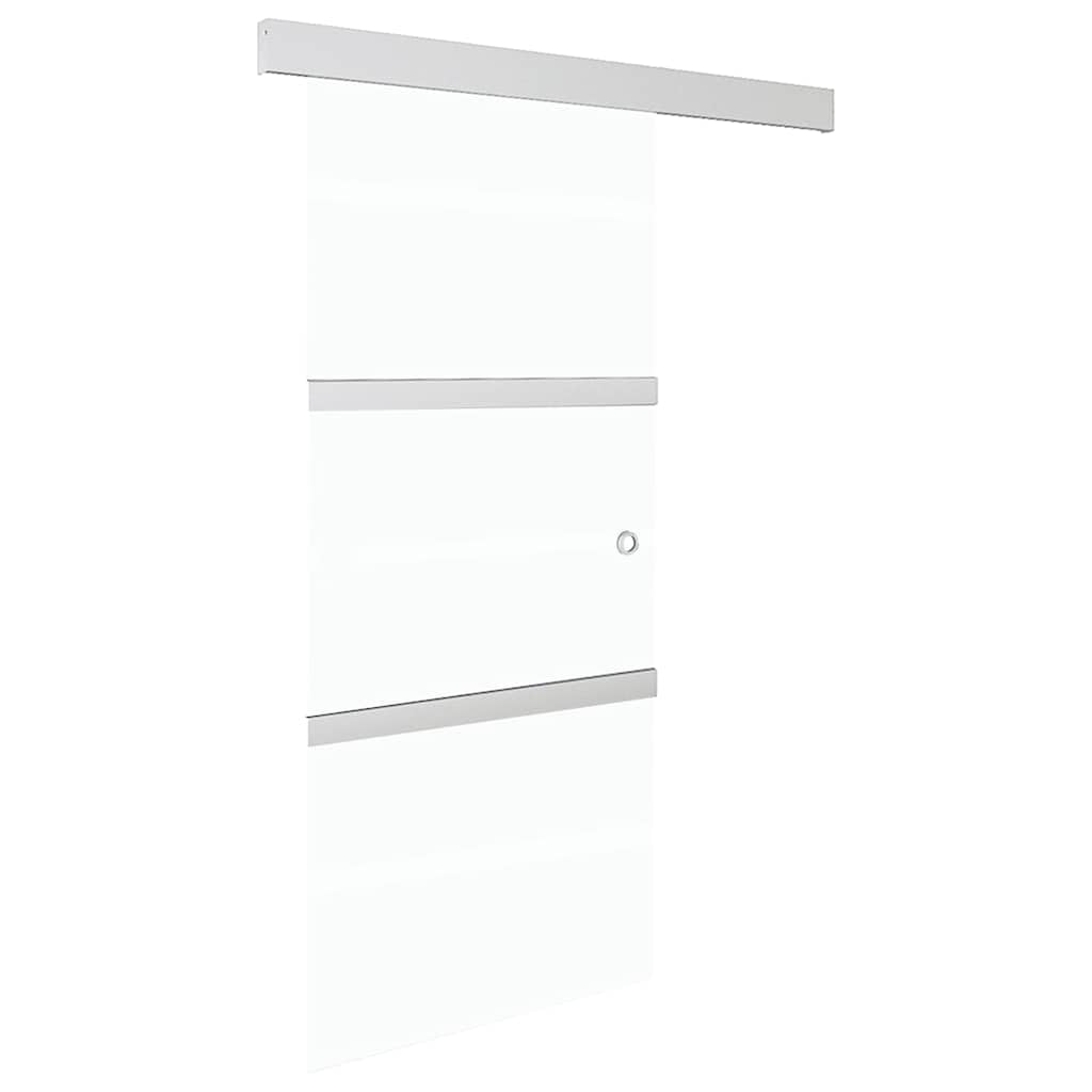 Drzwi przesuwne ze szkła ESG i aluminium, 90 x 212 cm, srebrne, nowoczesne drzwi wewnętrzne z drzwiami przesuwnymi, ścianka działowa, łatwy montaż do sypialni, kuchni, gabinetu i drzwi balkonowych